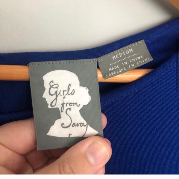 Anthropologie Girls from Savoy Blue & Black A-Line Dress Size M - Picture 5 of 8